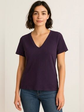 Project Social T Women’s Split Neck Tee 100% Cotton - Minimalist Top Small NWT